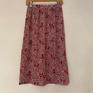 Vintage Lloyd Williams Floral A-Line Skirt in Red and Black